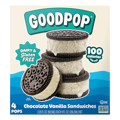 GOODPOP - Dairy Free Chocolate Vanilla Sandwiches - Non-GMO, Gluten Free, 4 Count