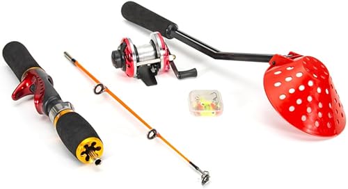 Miniatura 7 de Lixada Conjunto de equipo de pesca en hielo, ligero, portátil, caña de pescar y carrete combinado con pala de pesca en hielo y gancho de pesca en