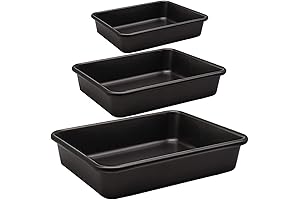 Nonstick 3-Pack Roasting Pan Set: Durable Baking Tray Set for Oven