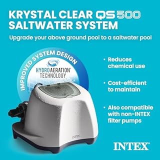 INTEX Krystal Clear Saltwater Pool Chlorine System for Above Ground Pools up to 7,000 Gallons, Pool Cleaner with Automatic Timer and Self Cleaning
