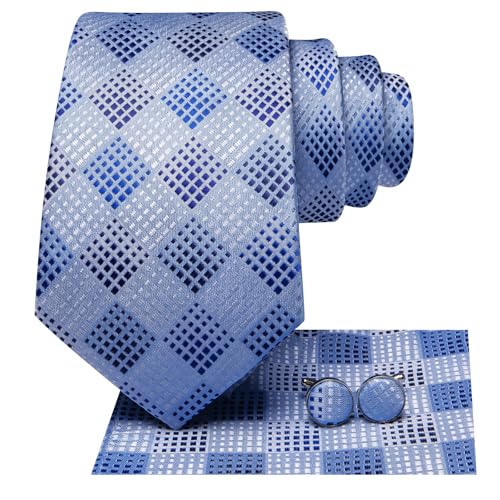 Image of Hi-Tie Men's Tie Sets Silk Paisley Striped Necktie Pocket Square Cuff-links Sets Wedding Business Holiday