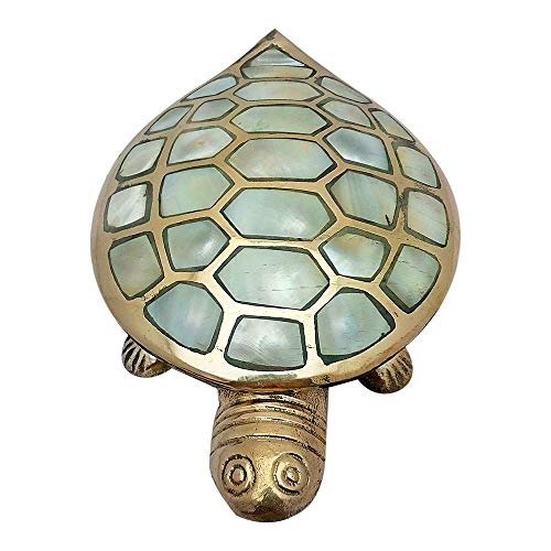 Whitewhale Figura decorativa de tortuga Vastu, acabado dorado, con revestimiento de latón Cover