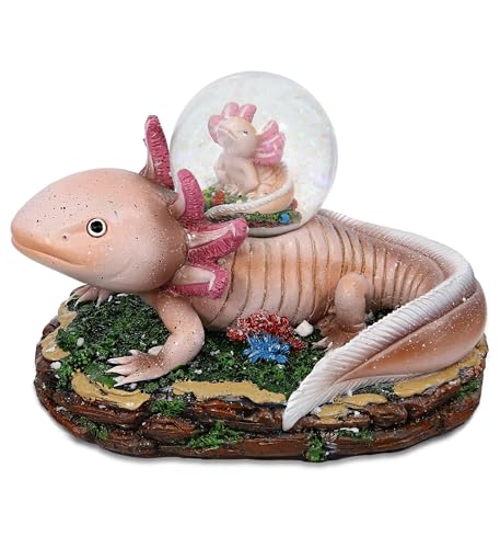 CoTa Global Axolotl Snow Globe Decor - Beautiful Sparkling Glitter Snow Globe with Axolotl Figurine, Table Top Snow Globe Decor, Snow Globe with Axolotl Animal Figurines for Kids and Adults- 45 mm