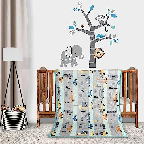 Image of Florida All Season Ultra Soft Kids AC Blanket /Baby Wrapper /Flannel Baby Blanket for 0-6 Yrs Kids(110x140cm) Pack of 2, Sky Blue Grey