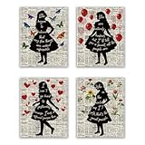 CRAFTYMELODY 4 Stück Alice Im Wunderland Zitat Wandkunst 