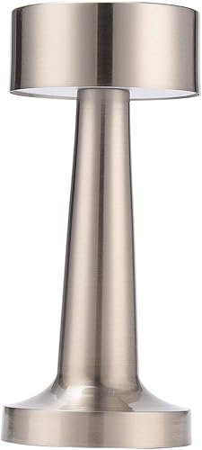 FROATS Lámpara de mesa inalámbrica plateada recargable portátil lámpara de escritorio USB metal lámpara de escritorio lámpara LED de atenuación