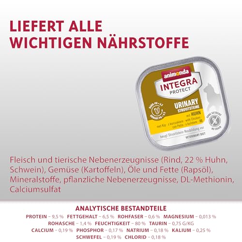 animonda INTEGRA PROTECT Urinary Oxal mit Huhn (16 x 100 g), Katzen Diätfutter bei Harnsteinen, Katzenfutter verringert die Bildung von Oxalsteinen, Nassfutter für Katzen ohne Getreide