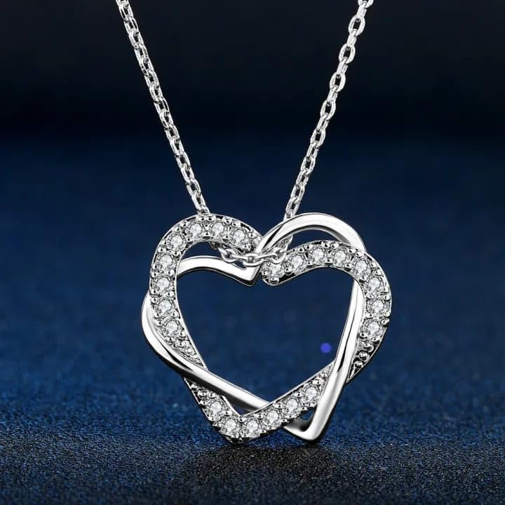 Sterling Silver Dancing Crystal Pendant Necklace, 14K Gold Plated CZ Heart Infinity Design, Women's Fashion Jewelry - Image 7