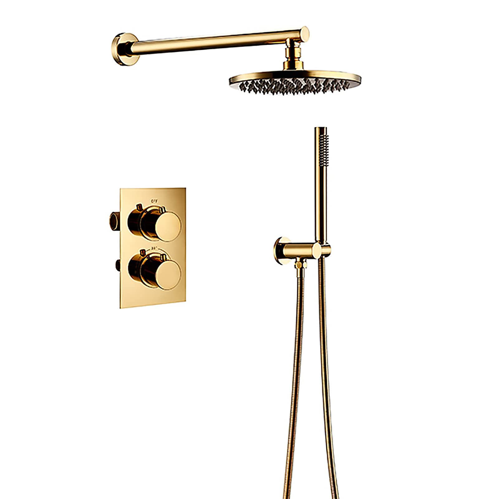 Douche thermostatique titane doré de luxe pour salle de bain moderne