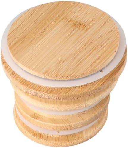 Miniatura 6 de Juego de 4 tapas redondas de madera con anillo de sellado de silicona de 783.5 in para tazas de té, juego de tapas creativas y duraderas de madera,