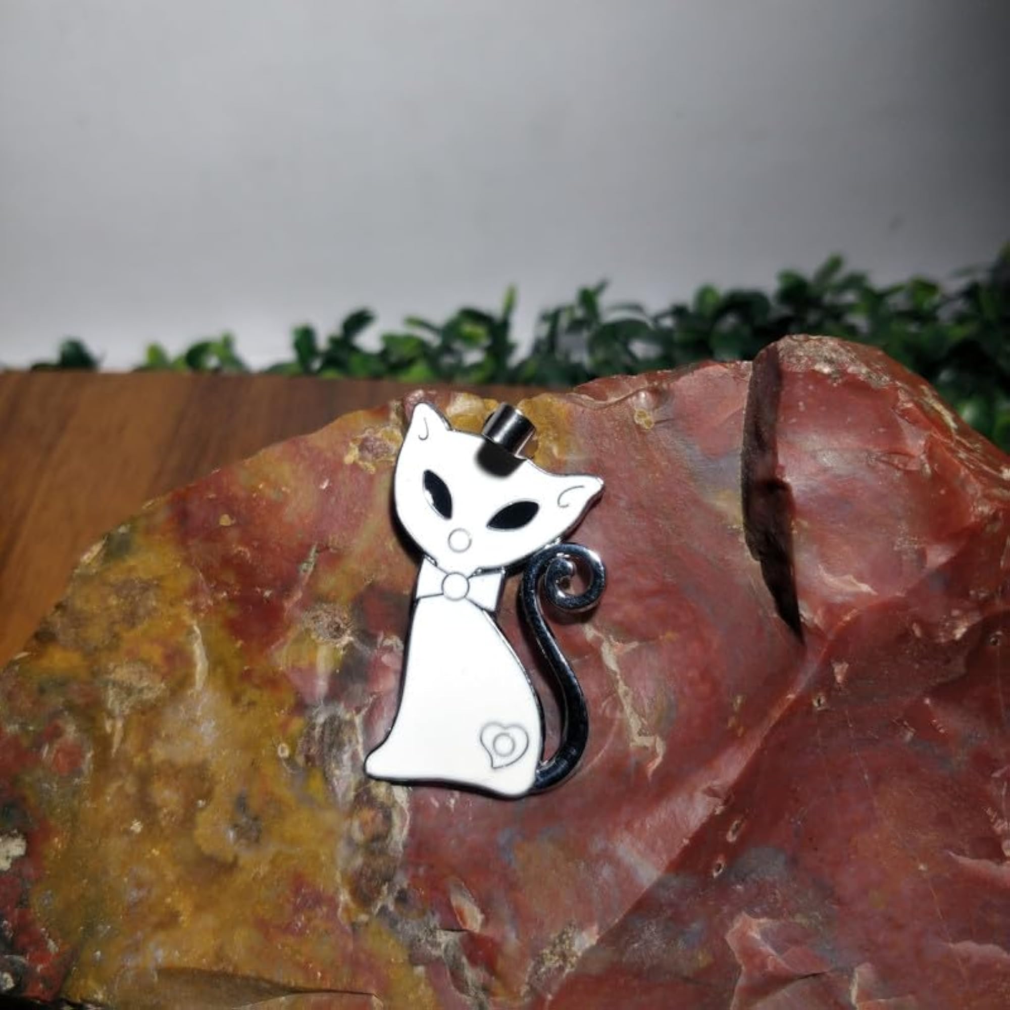 Stainless Steel Cat Pendant Necklace, Silver Plated