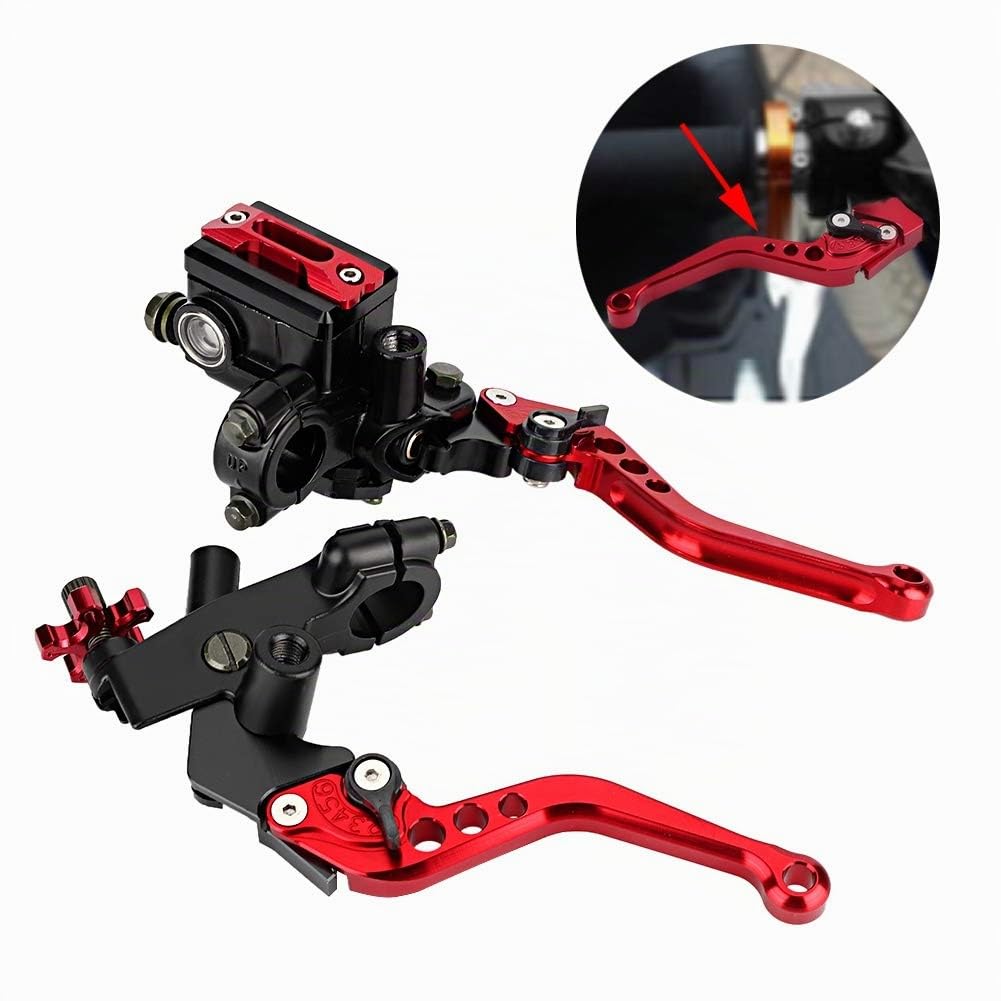 Fydun - Juego de palancas de cilindro maestro de embrague de freno de motocicleta universal de 7/8 "(22 mm), 1 par, cilindro maestro de palanca de freno de motocicleta (rojo)