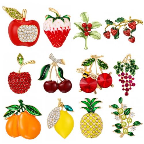 Image of Junkin 12 Pcs Women Brooches Bulk Vintage Rhinestone Pin Set