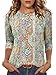 LOMON 3/4 Length Sleeve Womens Tops Crewneck Blouses Spring Summer 2026 Fashion Dressy Casual Tunic Shirts(Boho Print,S)