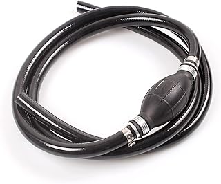 Fuel Line Assembly, 3/8 Inch Fuel Line Assembly with Primer Bulb, 6FT Nylon Braided Marine Fuel Hose Line Assembly with Primer Bulb for Marine Outboard Boat Motor RVs Tractors and Caravans