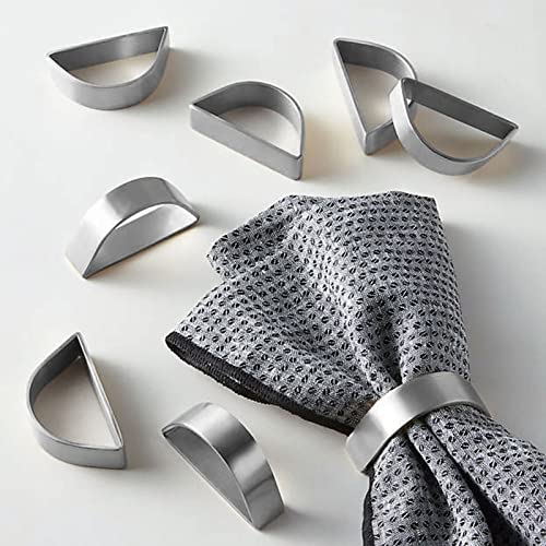 Cuff Brushed Silver Napkin Rings Set of 4, Modernist Napkin