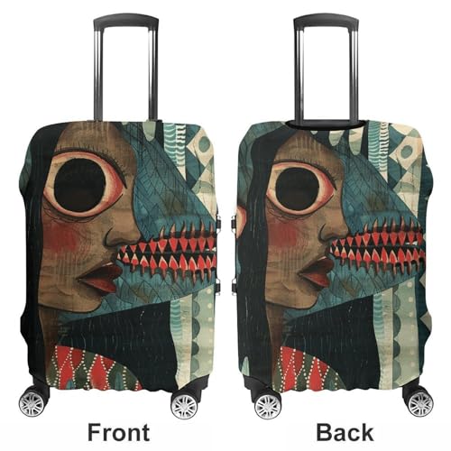 Travel Luggage Cover Elastic Suitcase Protector Anti-Scratch Washable Red Wavy Lines Female Luggage Sleeve Tsa Approved Carry on Covers Baggage Cover Fits 18-32 Inch Luggages3