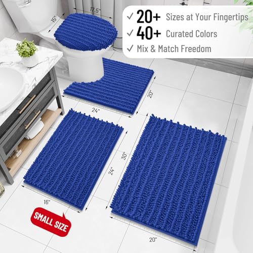 Image of Arotive Luxury Bathroom Rugs 30x20, Extra Soft Thick Absorbent Shaggy Chenille Bath Rugs, Machine Wash Dry, Bath Mats for Bathroom Floor, Tub and Shower, Home Decor Accessories, Dark Blue