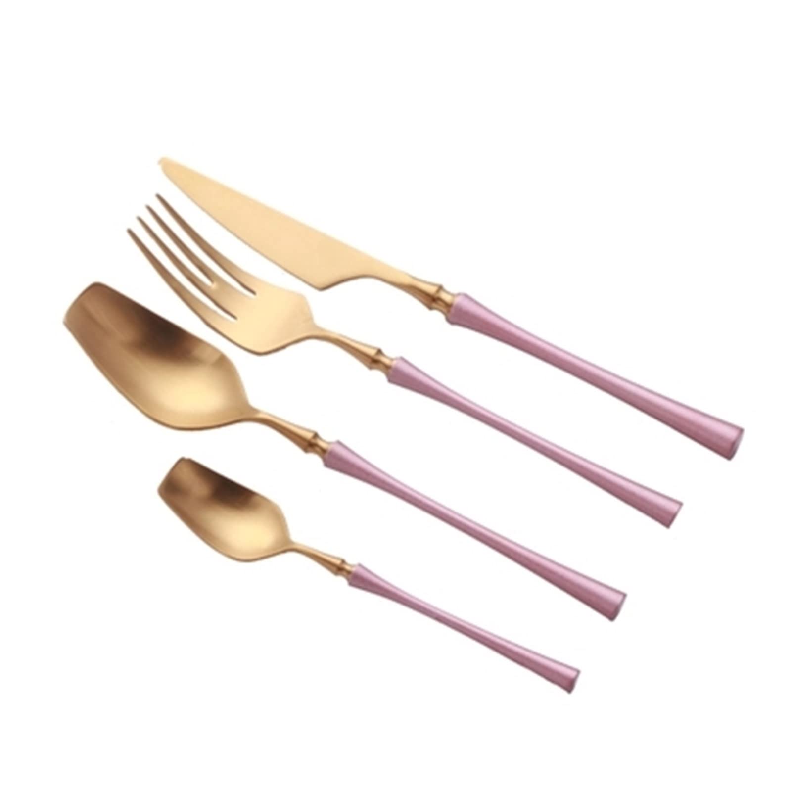 Party 4 Pcs/Set Couverts Portables Western Ensemble De Vaisselle en Acier Inoxydable 304 avec Fourchette À Couteau De Luxe Ensemble De Vaisselle De Dîner Exceptionnel (Couleur: Noir) (Rose)