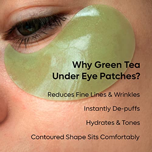 mCaffeine Green Tea Hydrogel Under Eye Patches for Dark Circle, Fine Lines & Wrinkles Reduction | Cooling Under Eye Patch Mask for Instant... - Image 4