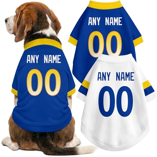 Image of Los Angeles R Dog Clothes Jersey Style Personalized Pet T Shirt with Custom Name Number for Small Medium Large Dogs
