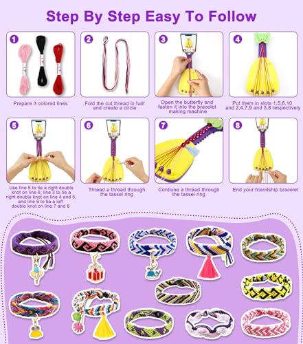 Miniatura 4 de Ophy Kit Para Hacer Pulseras Niñas, Hacer Pulsera De La Amistad Kit Con Soporte Para Teléfono Y 35 Paquetes De Hilos Con 16 Decoraciones De Bricolaje, Kit Hacer Pulseras, Regalos Para De 6 A 12 Años
