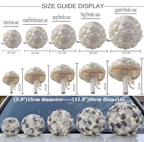 Image of MaxxCloud Luxury Gatsby-Inspired Vintage Wedding Golden Brooch Bouquets Handmade Sliver Bling Glam Wedding Bridal Bouquet