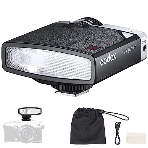 Godox Lux Junior Retro Camera Flash, Gn12 With 7 Levels Flash Power, Cct 6000K±200K With S1/S2 Optical Control For Fuji, For Canon, For Nikon, For Sony, For Olympus Camera #TOP22