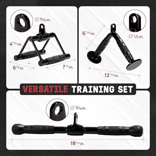 Yes4All Combo 7-Piece Cable Machine Attachments with D Handles, Includes Tricep Rope, V Bar, Double D Row Handle, Straight Bar, Single D Handle & Carabiners - LAT Tricep Press Down Kit 880 LB Capacity by Yes4All - Image 2