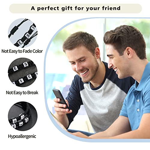 Best Friend Bracelet Matching Couples Gift For 2 Cord Bracelet Distance Friendship String Wristband,Black #TOP4