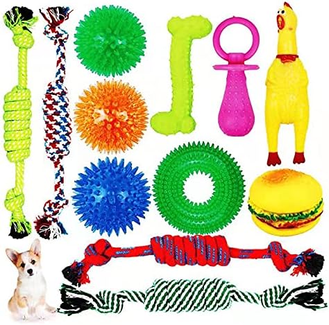 Jubreto Dog Chew Toys for Aggressive Chewers,Dog Rope Toys, Dog Ball Toy Set,Puppy Chew Toys for Teething,Dog Squeaky-Puzzle…