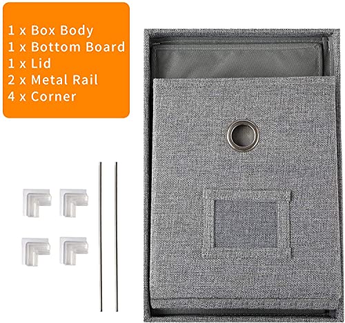 Linen File Boxes With Metal Sliding Rail With Lids For Letter Size [2Pack] File Storage Box With Extra Pocket Storage Collapsible Hanging File Storage Organizer Storage Filing Boxes File Organizer Box #TOP3