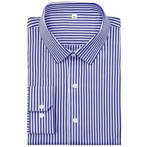 Grade 4 Wrinkle-Resistant Long Sleeve Striped Button-Down Shirt for Men Mens Dress Shirts