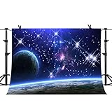 Picture of MTMETY 10x7Ft Galaxy Backdrop Universe Backdrop Starry Sky Planet Background Earth Shinny Vinyl Photo Video Studio LXME358