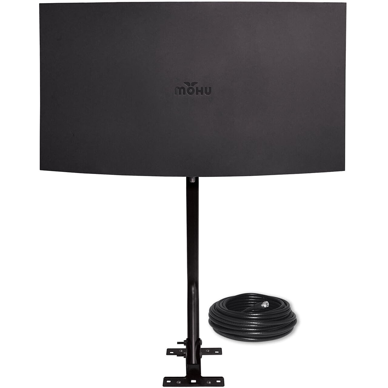 Mohu Sail Antena de TV amplificada para interiores y exteriores, rango de 75 millas, UHF VHF, multidireccional, 4K 8K UHD, NEXTGEN TV, con mástil de 20 pulgadas, cable de 30 pies (negro)