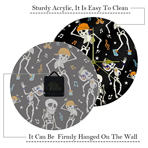 Horloge murale en acrylique Halloween squelette au design épuré non gradué - 4
