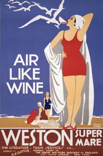 TW97 Vintage Weston Super Mare Air Like Wine GWR Railway Travel Poster Re-Print - A3 (432 x 305mm) 16.5" x 11.7"