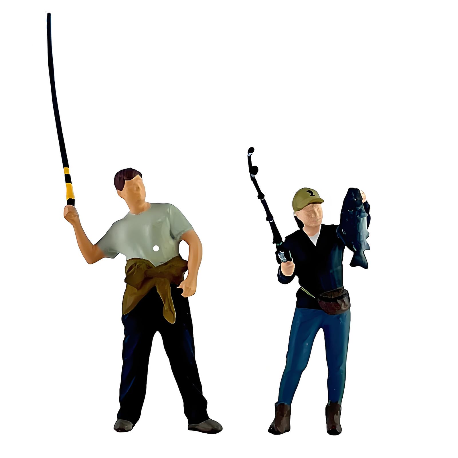 Vdaxvme Tiny Fishing Sport Resin Collectible with Realistic Particulars 1/64 Scale Fishing Figure Suitable for Display & Photography Miniature Fisherman Figurine