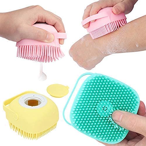 Image of Silicone Hair Scalp Massage & Bathing Brush For Cleaning Body Silicon Wash Scrubber Cleaner Massager For Shampoo Soap Softener Skin Care Brushes For Shower Bathroom Men Women