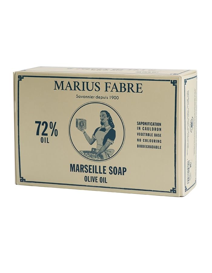 MARIUS FABRE - Coffret 6 Cubes de Savon de Marseille - A l'Huile d'Olive - Mains & Corps - 100% d'Ingrédients d'Origine Naturelle - Certifié Ecocert -...