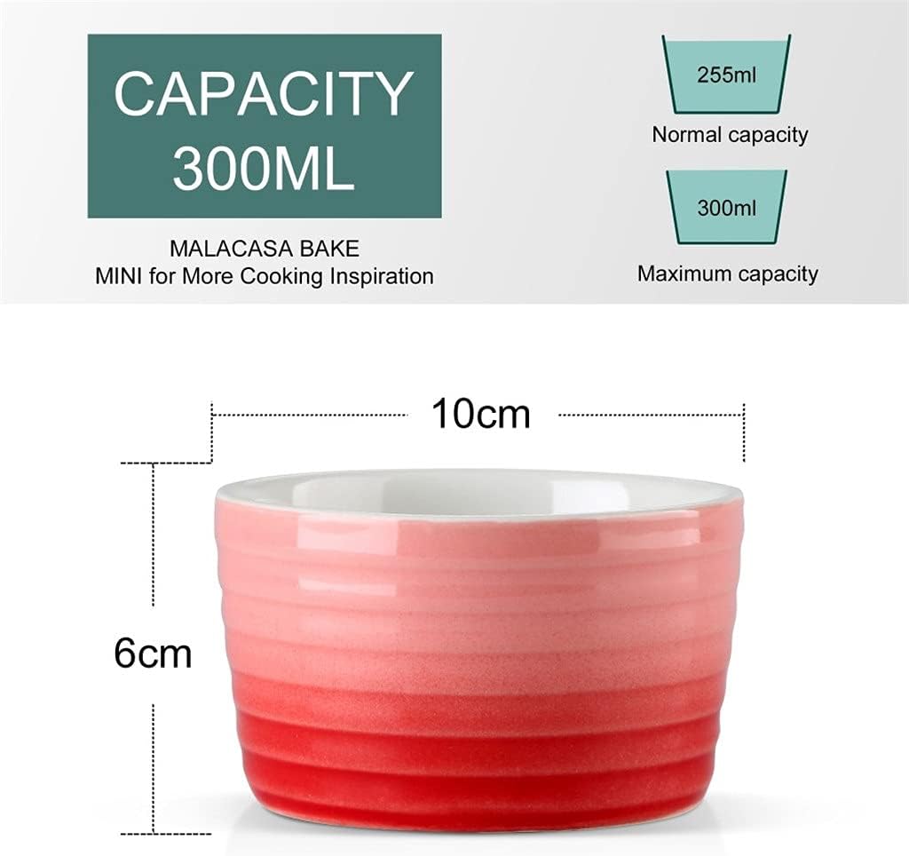 Cutlery Set 6/12-Piece 300ML Porcelain Cake Bake Dishes Souffle Cup Set Brulee Muffin Pudding Ramekins Souffle Baking Dishes Plates (Size : 6-Piece) (12) (6)