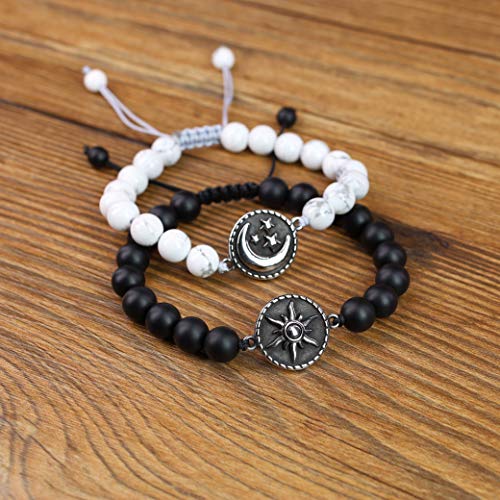 Coai My Sun And Stars Moon Of My Life Onyx Howlite Stone Yin Yang Matching Couples Bracelets #TOP2