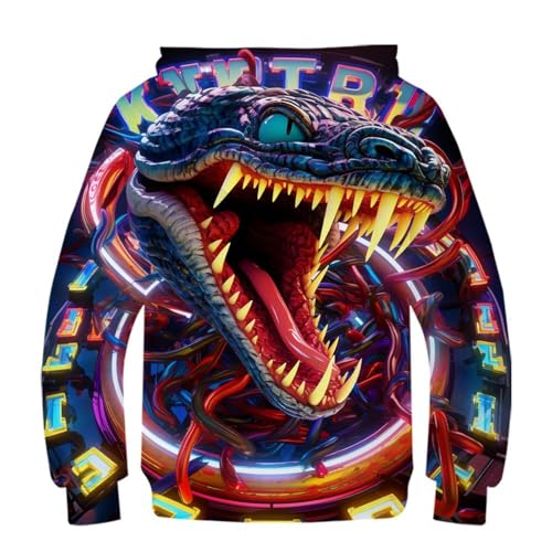 Hoodie pull imprimé 3D serpent coloré avec poches kangourou pour ados 13-15 ans - 2