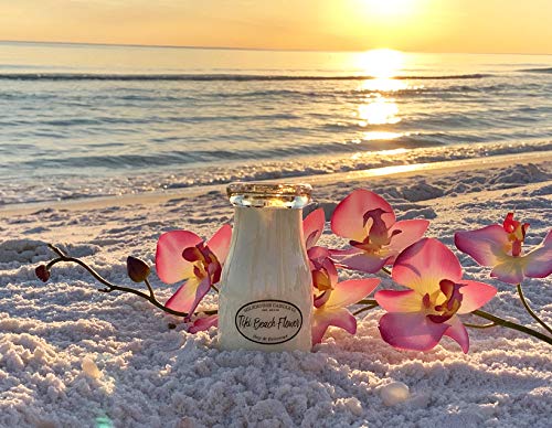 Milkhouse Candle Company, Creamery Collection, Scented Soy Candle: Milkbottle, Tiki Beach Flower, 8Oz #TOP1