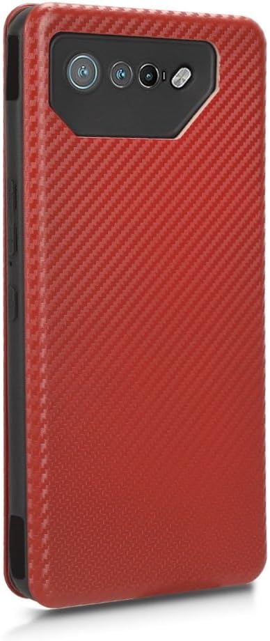 Protective Case Compatible with Asus ROG Phone 7/ROG Phone 7 Ultimate, Slim Fit, Carbon Fiber Look, Shock Absorbing, Soft Anti-Scratch Microfiber Lining Cover Protection Shockproof Cover(Brown)