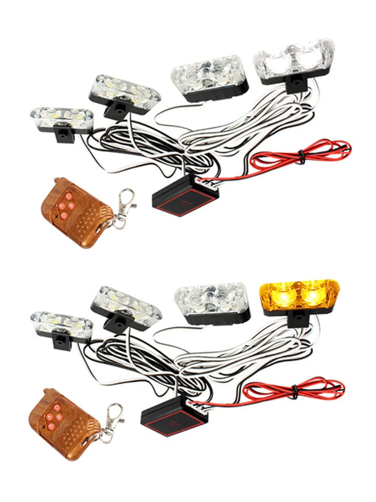 Baceyong Samochodowe światło stroboskopowe 4 x 2 diody LED, z bezprzewodowym pilotem zdalnego sterowania, migające światła 12 V