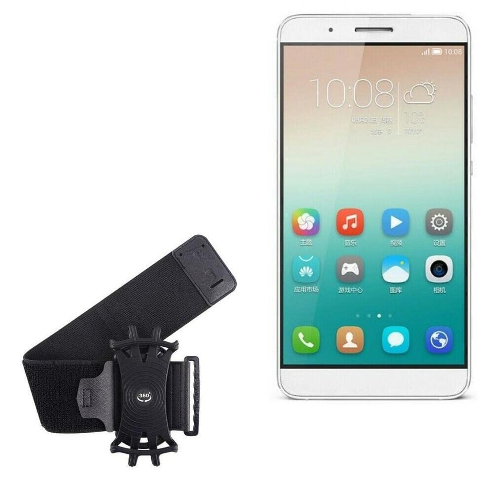 BoxWave Holster Compatible with Honor 7i - ActiveStretch Sport Armband, Adjustable Armband for Workout and Running - Jet Black