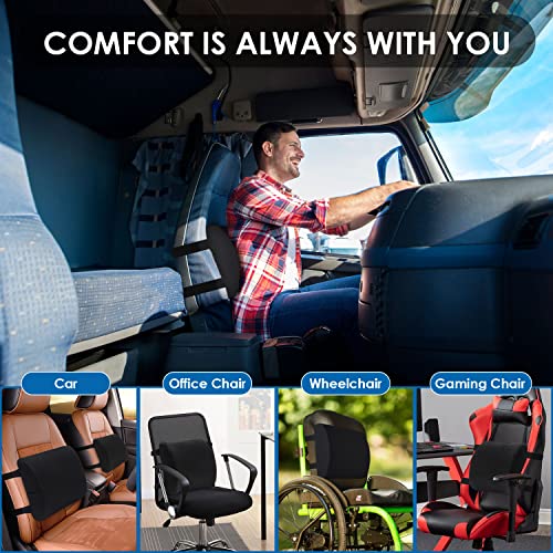 Lumbar Support Pillow For Office Chair Memory Foam Chair Back Cushion For Car, Gaming Chair, Recliner Improve Posture Large Ergonomic Back Pillow For Lower Back Pain Relief Double Adjustable Straps #TOP2