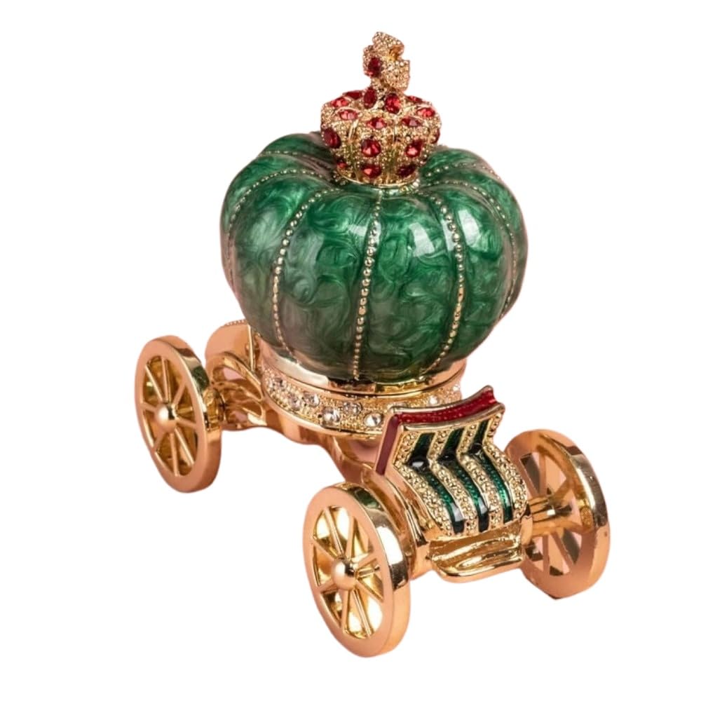 [Lynrus] イギリス風 合金製宝石箱 置物 合金ボックス ケース カボチャの車 オーナメント おしゃれ 収納箱 置き物 小物入れ 宝物入れ きらきら小物 インテリア キッズ ホワイト 雑貨 ジュエリー 誕生日プレゼント 可愛い アクセサリー 置き物