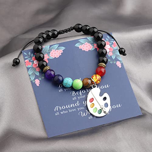 Feelmem Paint Palette Charm Beads Bracelet Painter Gift Art Teacher Gift Artist Inspiration Gift Art Student Graduation Gift (Paint Palette Bracelet) #TOP1